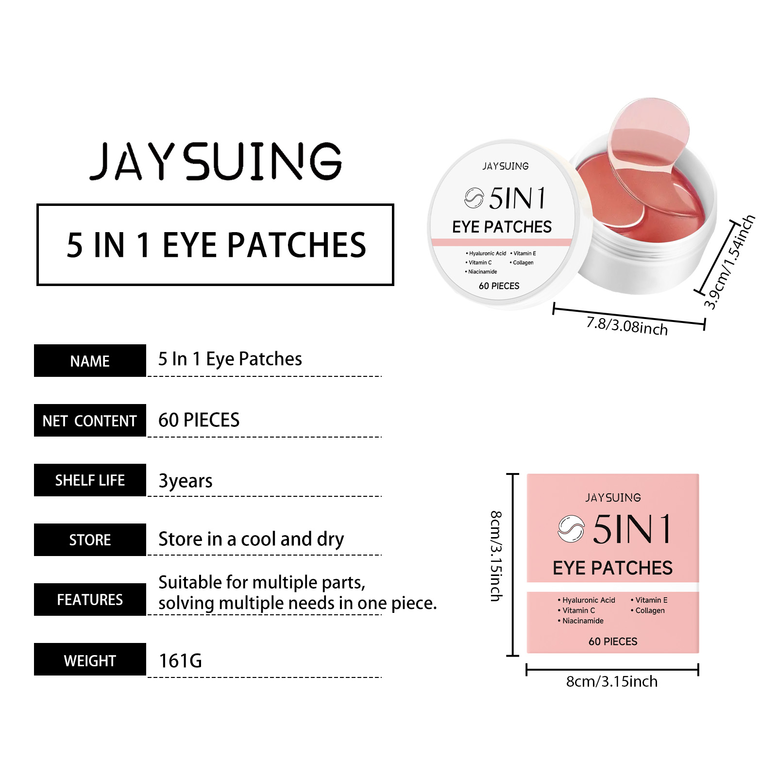 JAYSUING Parches para Ojos 5 e - Hyaluronic Acid Facial Serum reseña y precio