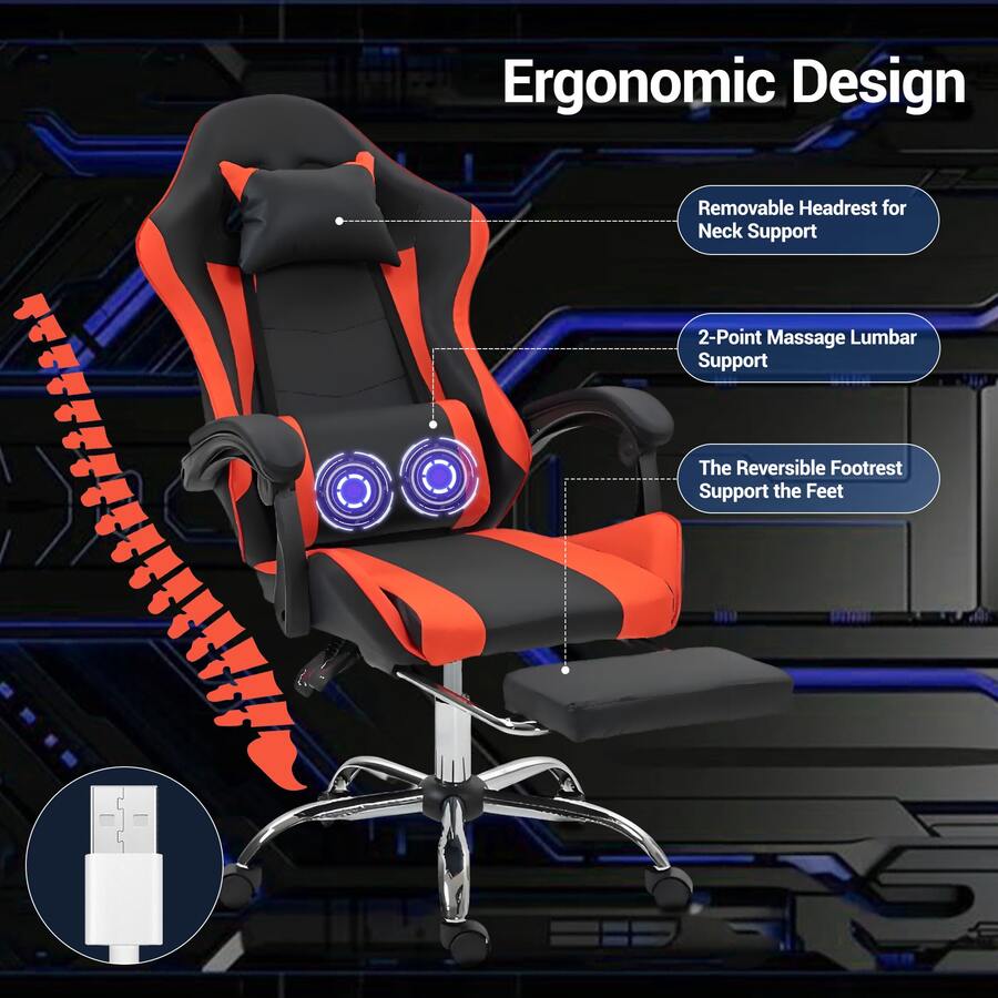 Silla de juego con soporte lum - Massage reseña y precio